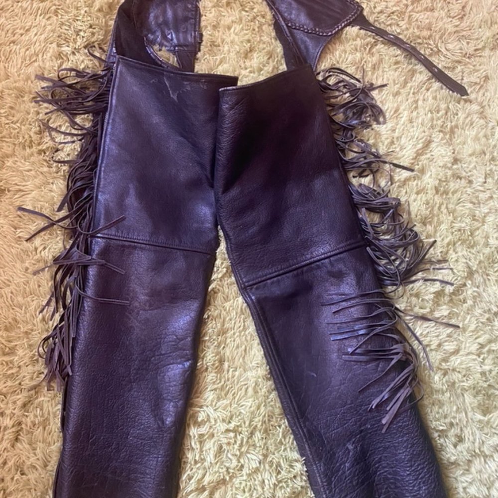 Bonus Genuine Leather Leather Fringe Full Chaps